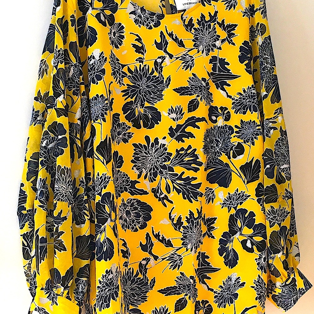 Blue floral blouse with flex of silver.